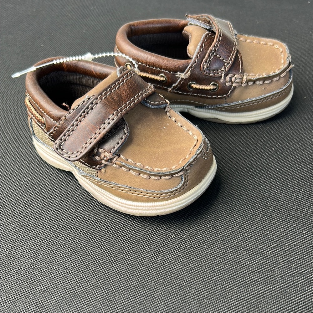 Tan Leather Infant Boat Shoe Moccasins
